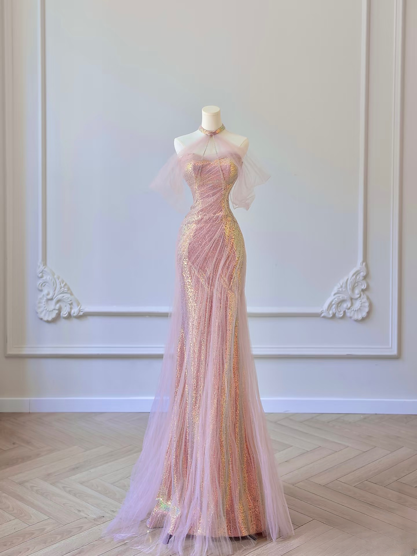 Wunderschöne Meerjungfrau Sweetheart Pailletten Rosa Ballkleider Inspiration Ballkleid Prinzessin Abschlussballkleid AU066