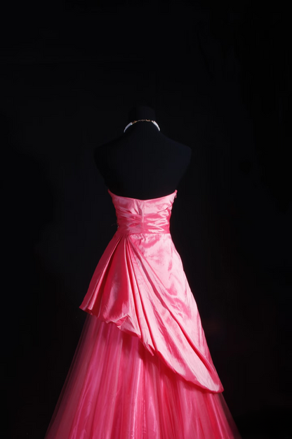 Vintage Prom Dresses 1950s Formal Retro Classy A Line Sweetheart Pink Tulle Evening Dress Inspiration Long Prom Party Gown AU066