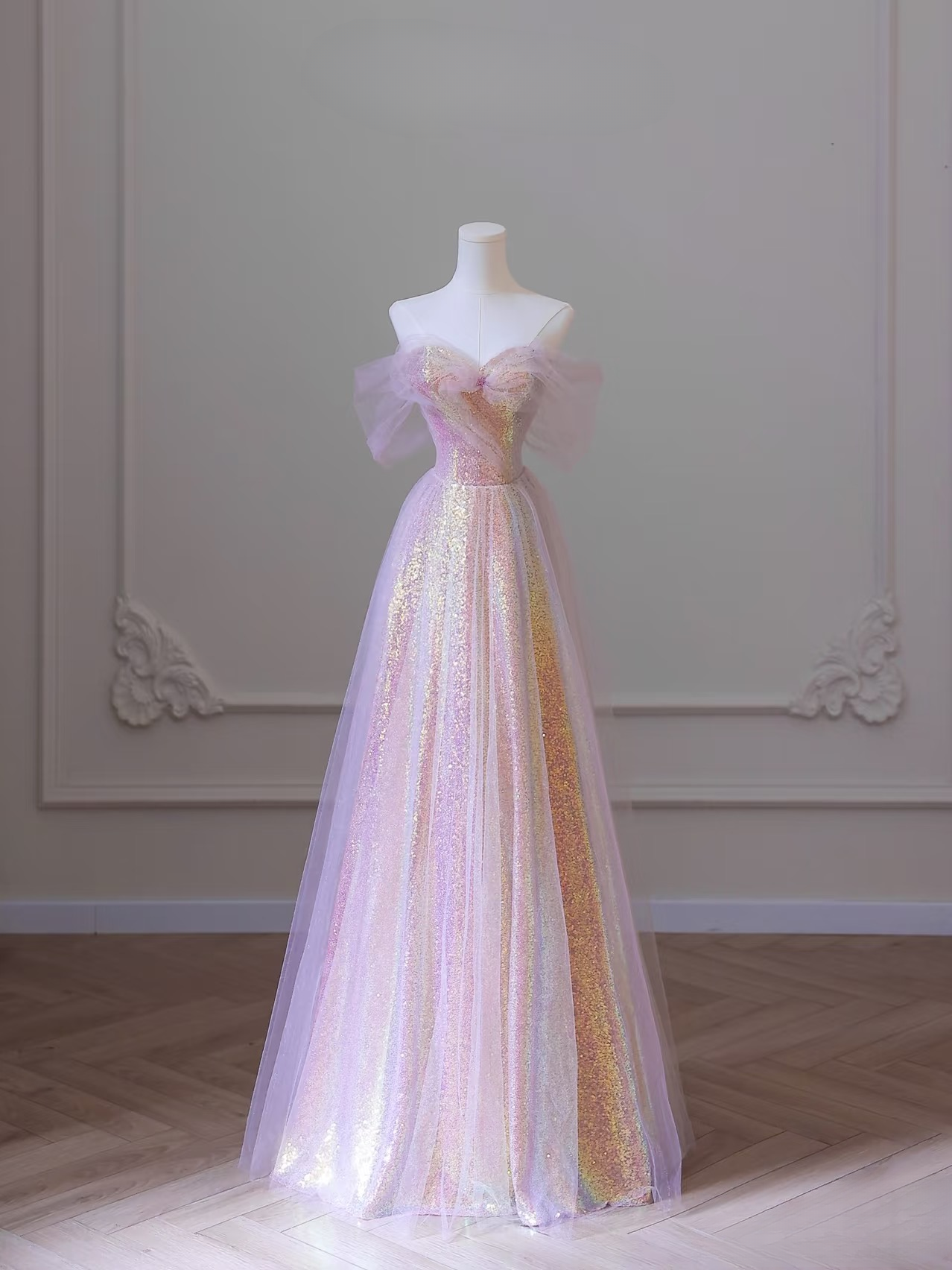 Beautiful A line Off The Shoulder Sequin Pink Prom Dresses Inspiration Prom Dress Princess Graduation Dress AU068