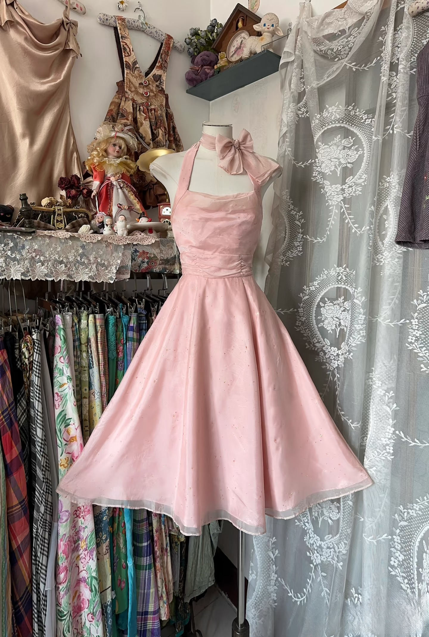 Robe de bal chic dos nu rose poudré courte, robe d'anniversaire pour les 19 ans, robe de soirée, robe de cocktail AU068