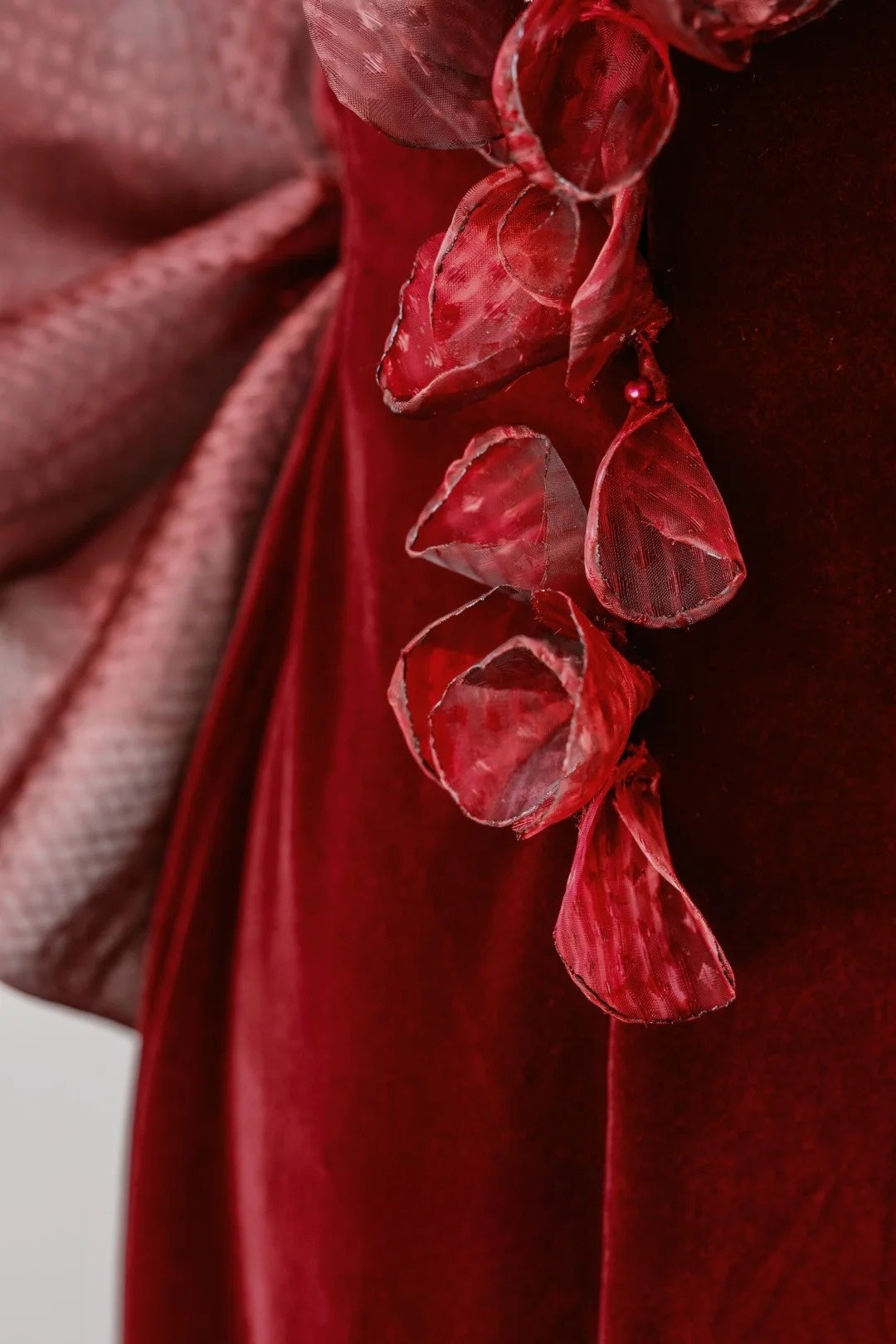 Robe de bal élégante en velours bordeaux, col haut, style sirène, tenue d'anniversaire, AU069
