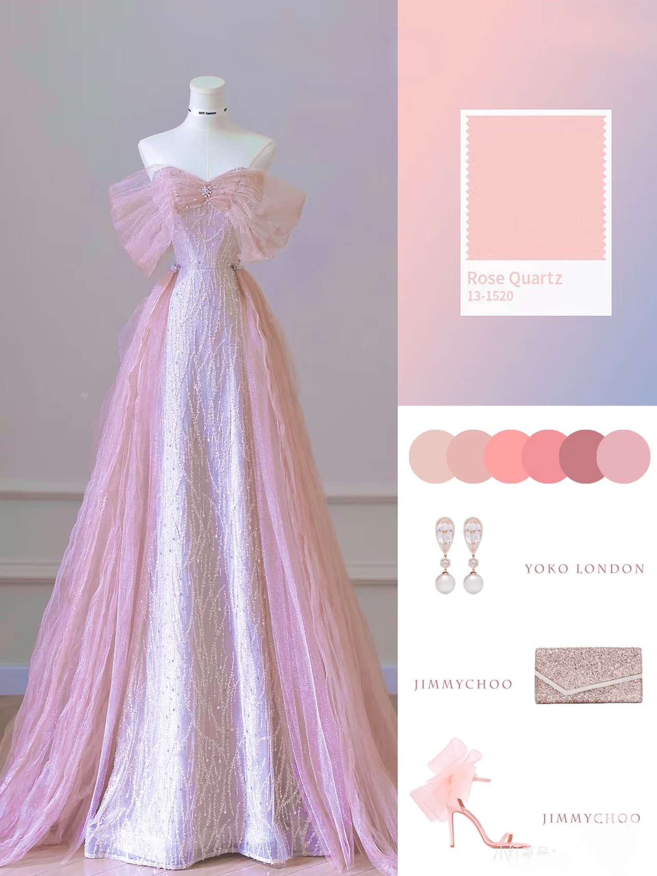 Magnifique robe de bal rose à sequins, coupe trapèze, épaules dénudées, inspiration robe de princesse pour remise de diplôme AB004