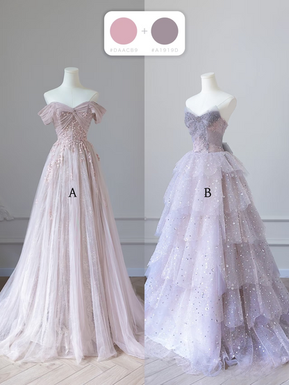 Robe de bal longue en tulle, élégante, coupe trapèze, inspiration tendance, robe de bal formelle, robe de bal de danse, AU072