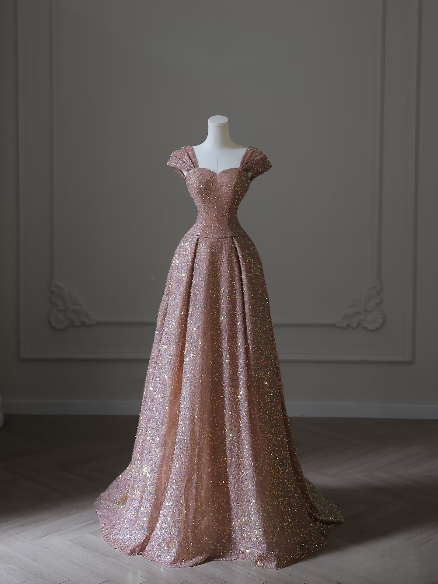 Elegant A Line Sweetheart Sequin Sleeveless Long Floor Length Prom Dress Inspiration Prom Dresses AU076