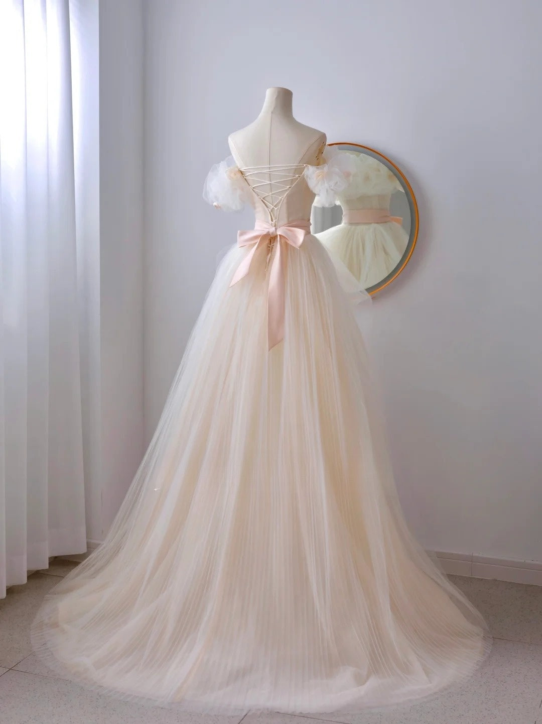 Robe de bal élégante en tulle à épaules dénudées, robe de soirée longue, tenue de remise de diplôme, AU078