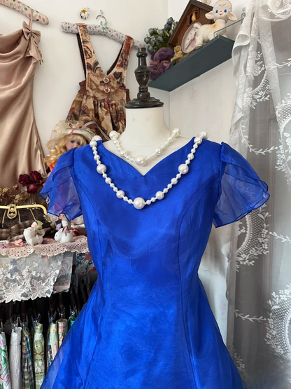 Vintage Prom Dresses 1950s Retro Classy A line V Neck Royal Blue Long Party Dress Inspiration Evening Dresses AU078