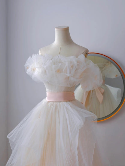 Robe de bal élégante en tulle à épaules dénudées, robe de soirée longue, tenue de remise de diplôme, AU078