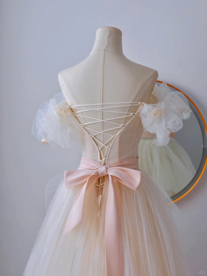 Robe de bal élégante en tulle à épaules dénudées, robe de soirée longue, tenue de remise de diplôme, AU078