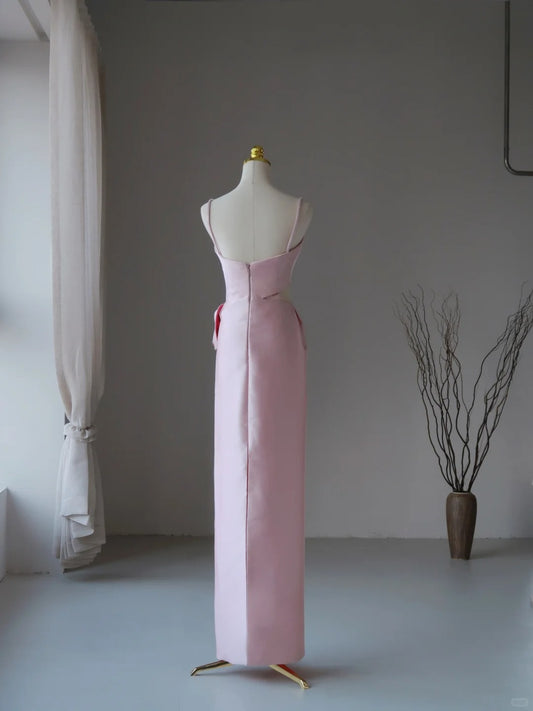 Modest Prom Dresses Mermaid Spaghetti Strap Sleeveless Pink Prom Dress Inspiration Long Prom Dresses AU087