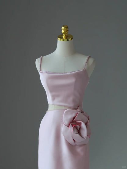 Modest Prom Dresses Mermaid Spaghetti Strap Sleeveless Pink Prom Dress Inspiration Long Prom Dresses AU087