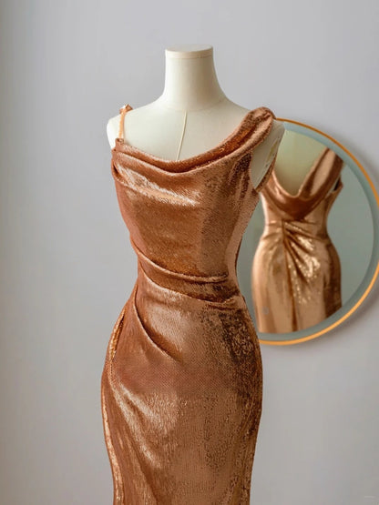 Mermaid Asymmetrical Straps Sequin Long Prom Dresses Impress 18th Birthday Outfits Prom Gown AU089