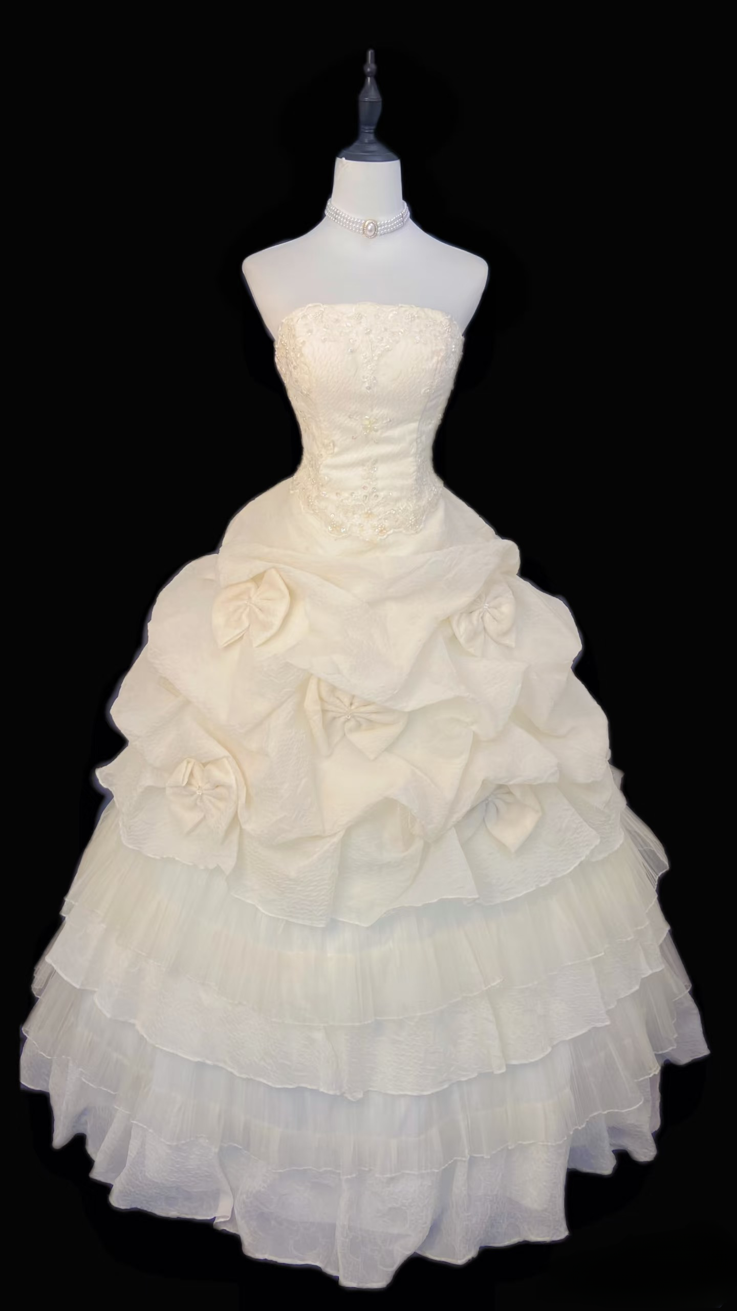 Retro Ball Gown Strapless Multi Layers White Fitted Corset Long Wedding Dress Bride Gowns Wedding Dresses AU091
