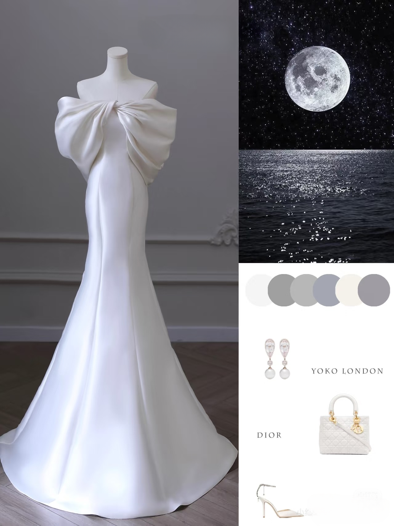 Classic Mermaid Strapless White Satin Long Wedding Dress Fairy Formal Wedding Dresses AU085