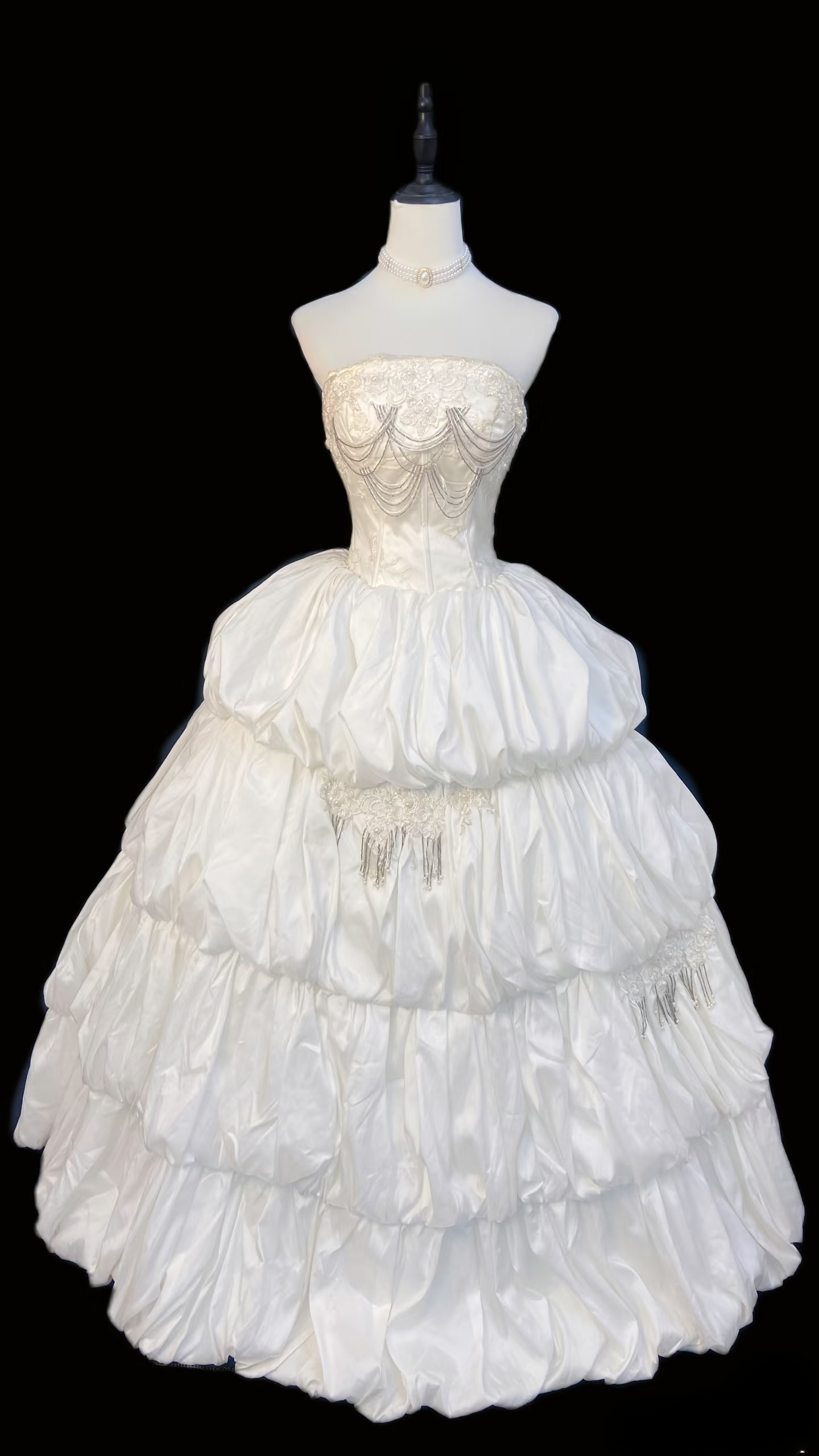 Robe de mariée rétro, robe de bal bustier, robe de mariée longue blanche vintage années 1970, AU100
