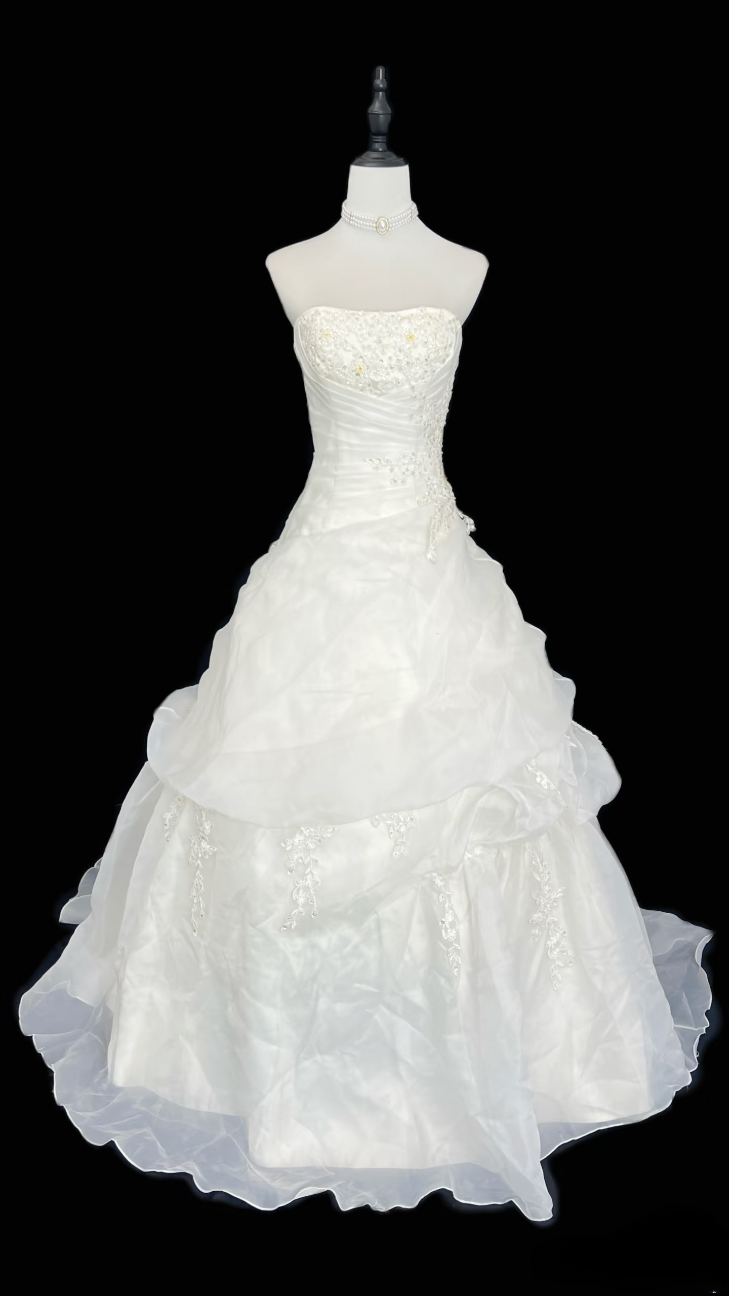 Retro Ball Gown Strapless Organza 60s White Long Wedding Dress Bride Gowns Wedding Dresses AU106