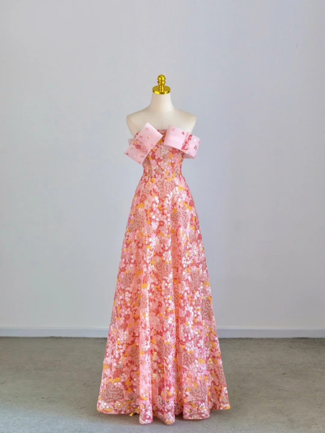 Glitter A line Strapless Pink Sequined Prom Dresses Long Evening Party Formal Outfits RB6589
