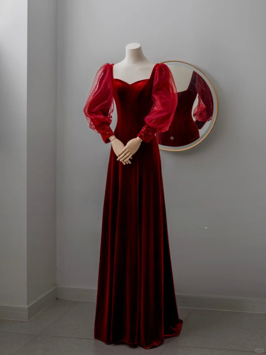 Bezauberndes, langes, rotes Samt-Abendkleid in A-Linie mit Herzausschnitt, formelles Partykleid, Ballkleid AU118