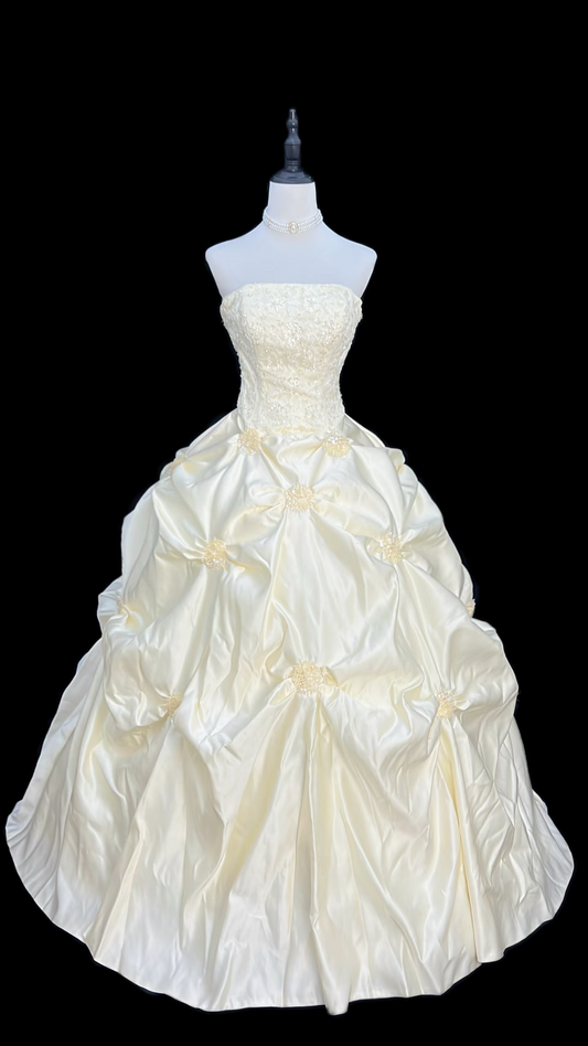 Retro Ball Gown Strapless Taffeta 80s White Long Wedding Dress Bride Gowns Wedding Dresses AU118