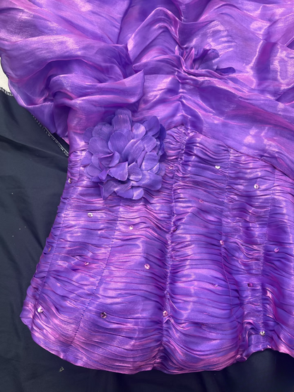 Robe de bal bustier vintage en organza couleur raisin, longue, idéale pour une quinceañera ou un sweet 15/16 (AU119)