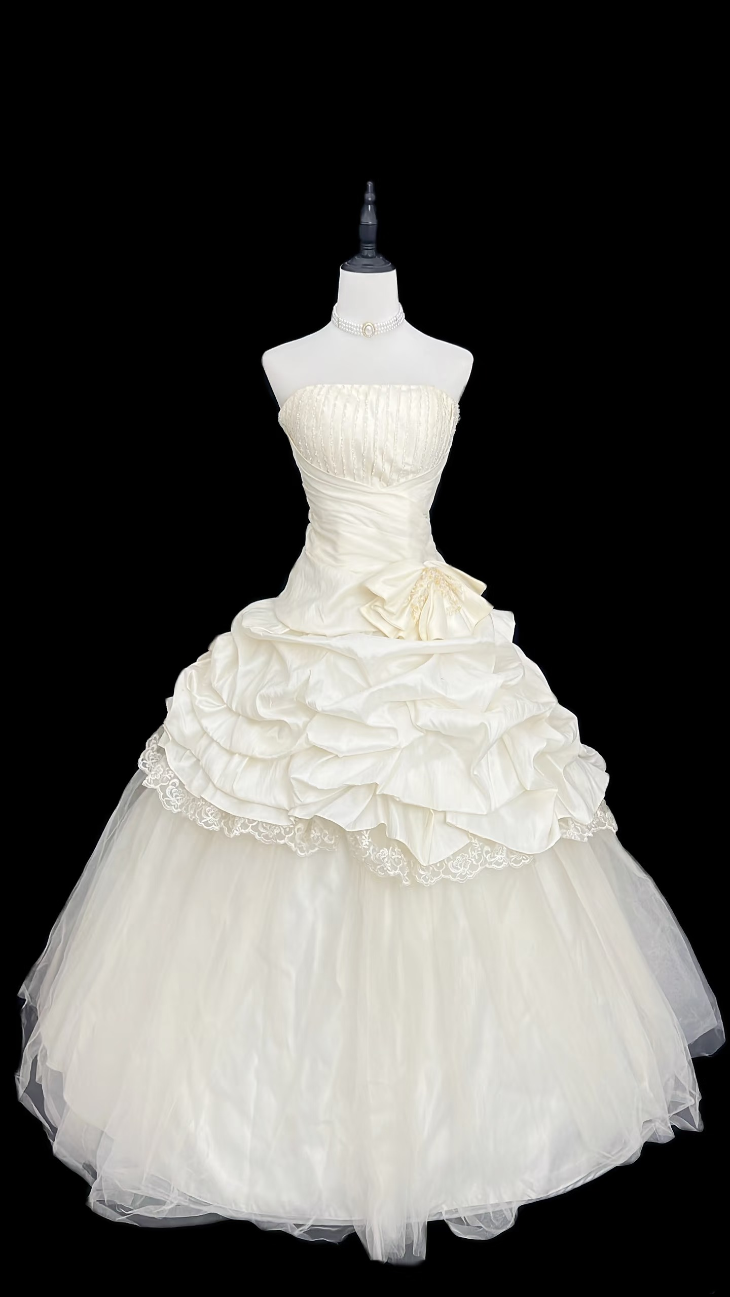 Robe de bal rétro bustier en taffetas blanc années 90, longue robe de mariée, robe de mariée AU120