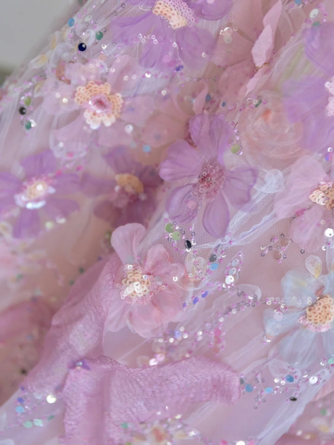 Pretty A line Square Neck Pink With Flowers Sequined Prom Dresses Long Evening Party Formal Outfits RB6598