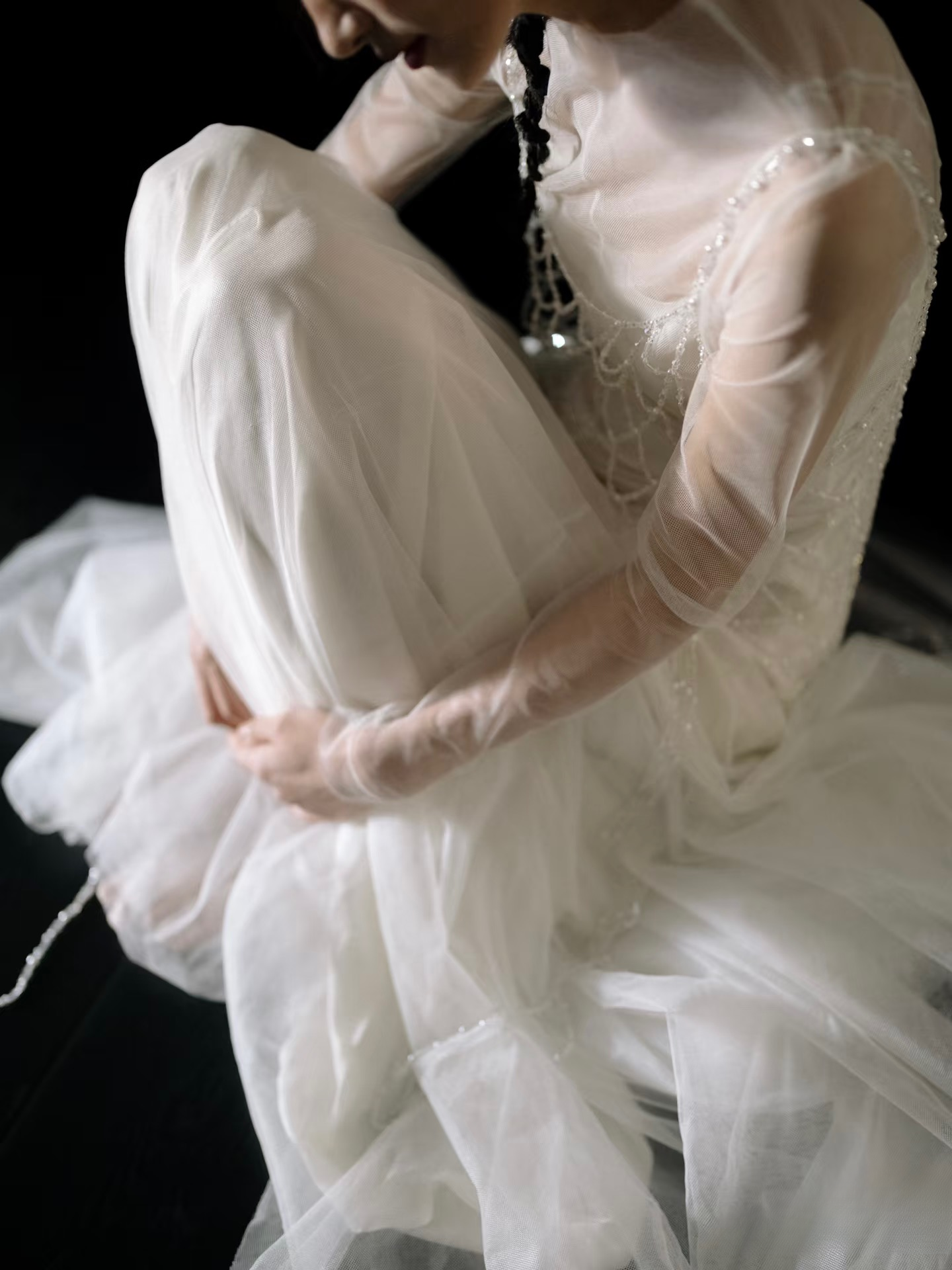Robe de mariée sirène en tulle et perles blanches, tenue de soirée féerique, AU130