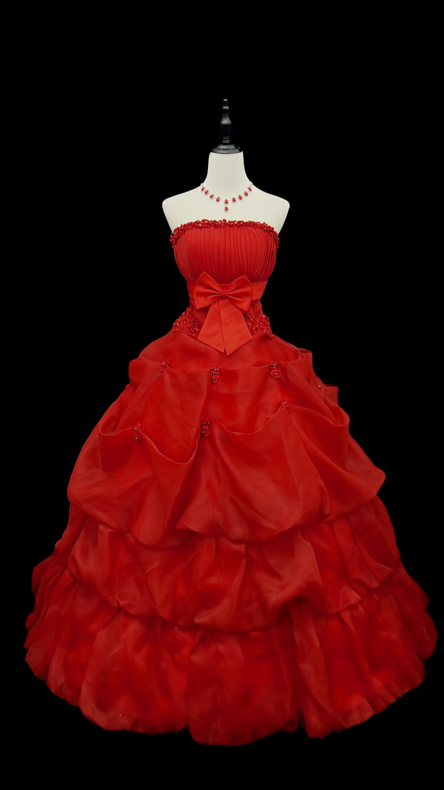 Vintage Ball Gown Red Long Quinceanera Dress Strapless Sweet 15 16 Dress AU132
