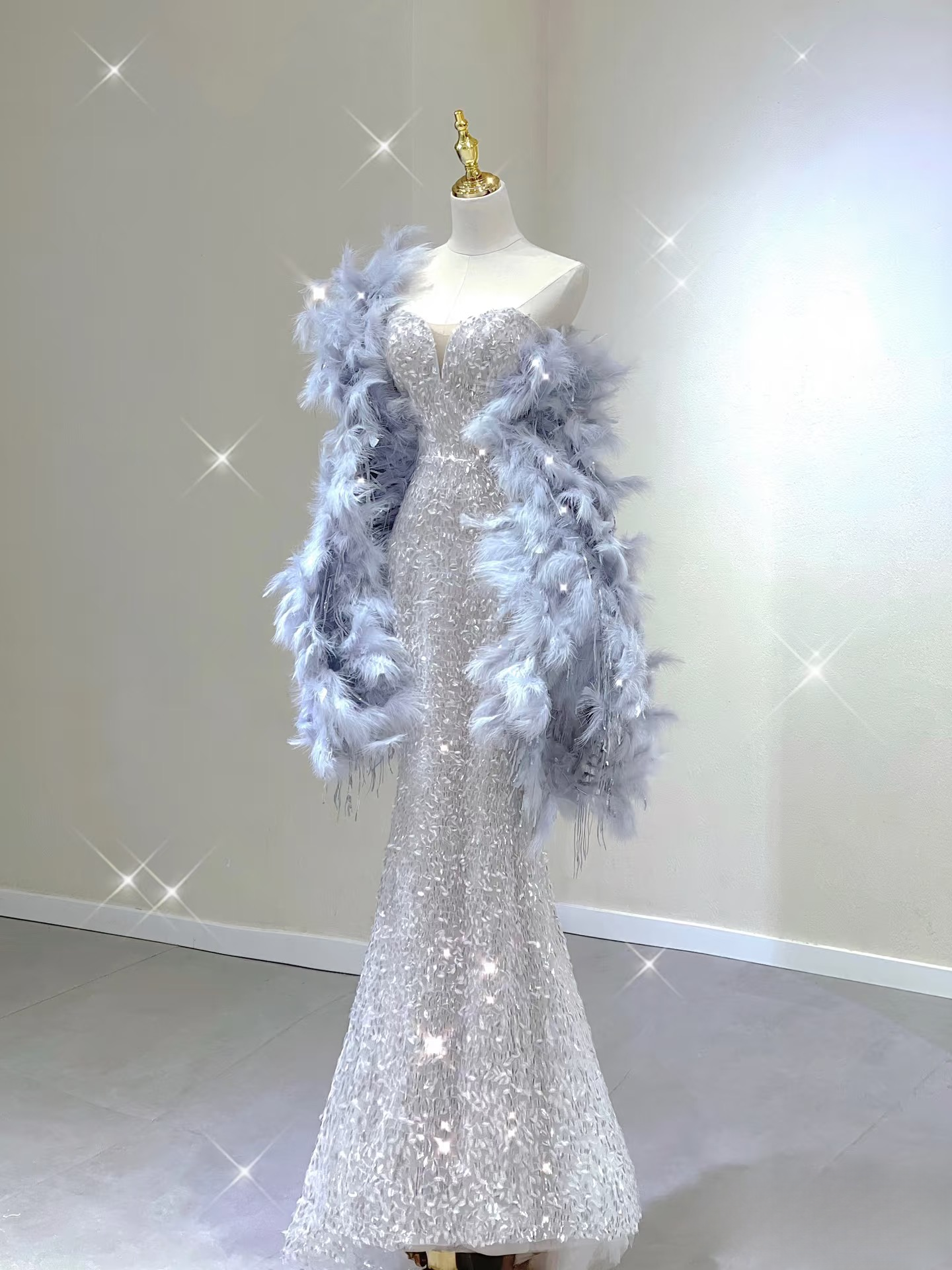 Sexy Meerjungfrau Schatz Silber Pailletten Prom Kleid Inspiration Lange Party Formale Prom Kleider AU137
