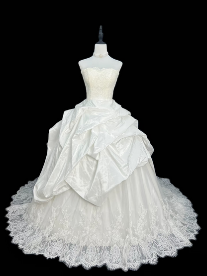 Vintage 50s Retro Wedding Dresses Ball Gown Strapless Plus Size 1980s Lace Vintage Long Wedding Dress Bride Gowns AU138