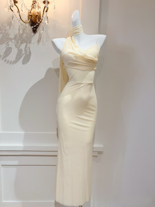 Vintage Prom Dresses Mermaid Spaghetti Strap Sleeveless Yellow Prom Dress Inspiration Long Prom Dresses AU142