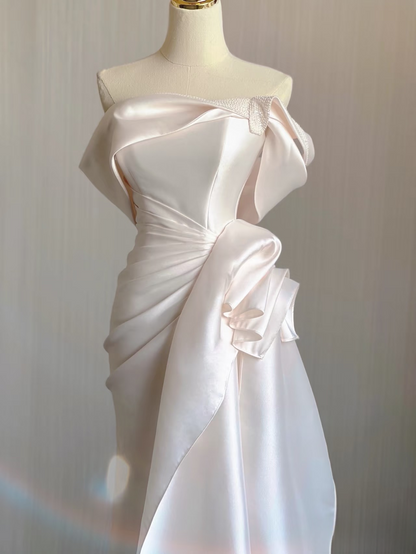 Dream Mermaid Off The Shoulder Satin Wedding Dress With Sleeves Fairytale Autumn Wedding Dresses AU157
