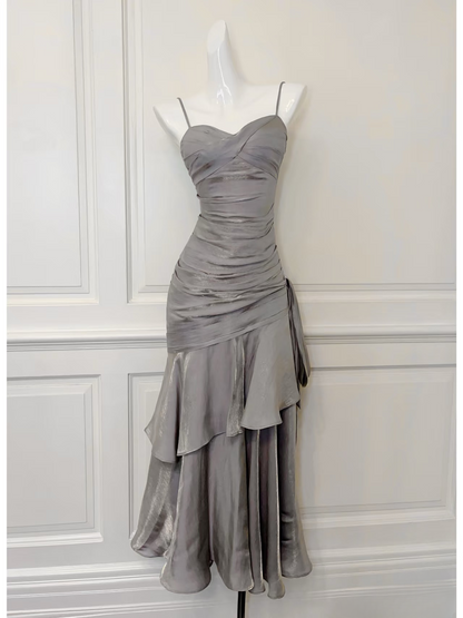Modest Prom Dresses Mermaid Spaghetti Strap Sleeveless Satin Prom Dress Inspiration Long Prom Dresses AU161