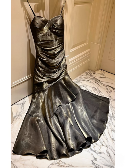 Modest Prom Dresses Mermaid Spaghetti Strap Sleeveless Satin Prom Dress Inspiration Long Prom Dresses AU161