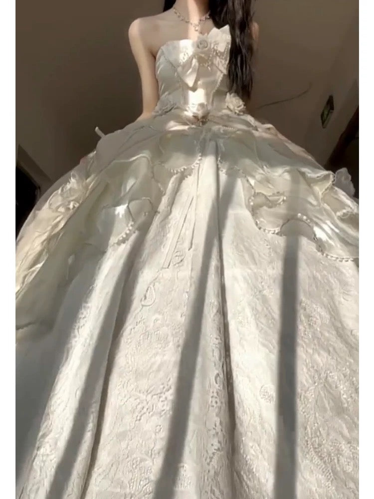 Robe de bal modeste, épaules dénudées, blanche, pour anniversaire, fête formelle, longue, pour 16 ans, AU167