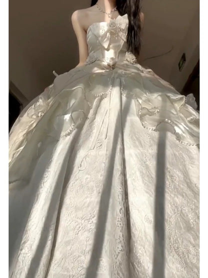 Robe de bal modeste, épaules dénudées, blanche, pour anniversaire, fête formelle, longue, pour 16 ans, AU167