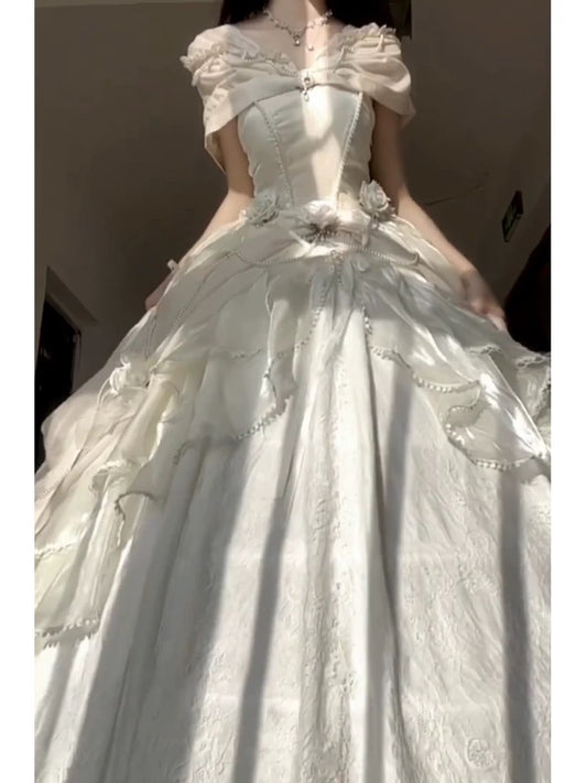 Modest Quinceanera Dresses Ball Gown Off The Shoulder White Birthday Gowns Vestidos De 15 Anos Formal Party Long Sweet 16 Dress AU167