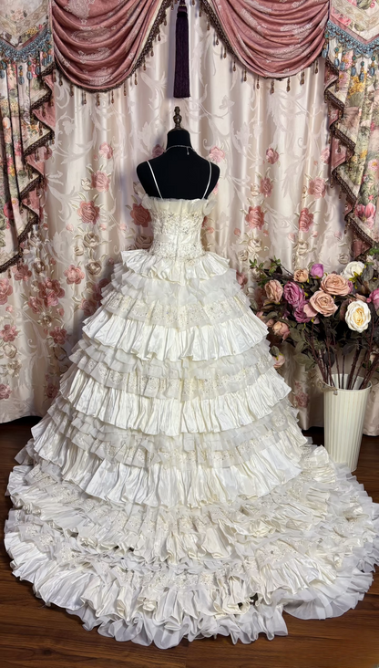 Retro Style Wedding Dresses Ball Gown Strapless Plus Size 1980s Lace Vintage Long Wedding Dress Bride Gown AU169