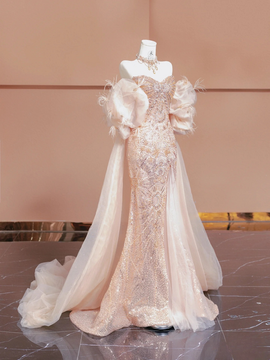 Robe de bal longue à paillettes et décolleté en cœur, style sirène scintillant, fendue sur le côté, tenue de soirée, d'anniversaire, de remise de diplôme, AU170