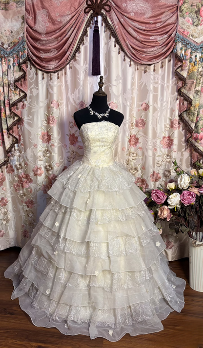 Retro Style Wedding Dresses Ball Gown Strapless Plus Size 1980s Vintage Long Wedding Dress Bride Gown AU172