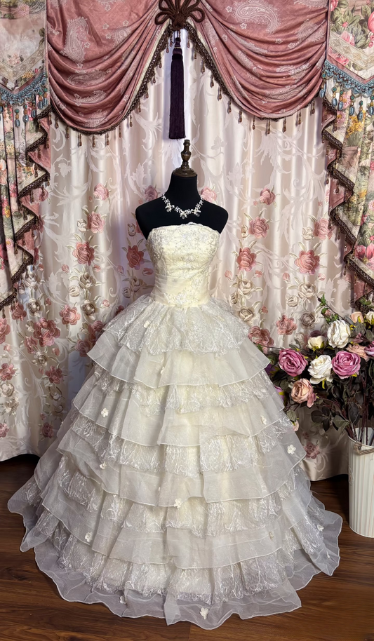Retro Style Wedding Dresses Ball Gown Strapless Plus Size 1980s Vintage Long Wedding Dress Bride Gown AU172