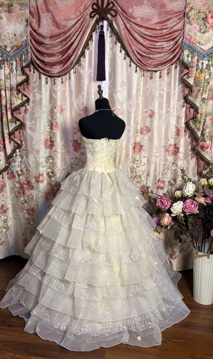 Retro Style Wedding Dresses Ball Gown Strapless Plus Size 1980s Vintage Long Wedding Dress Bride Gown AU172