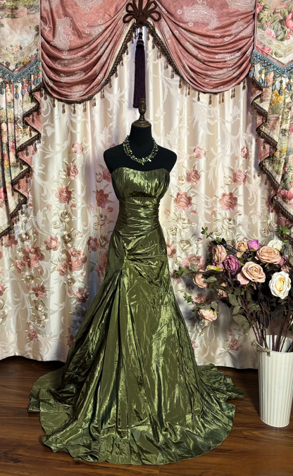 Robes de bal rétro sirène décolleté cœur, inspiration mode vintage, robes de bal longues vertes, robes de soirée, robes de bal AU182