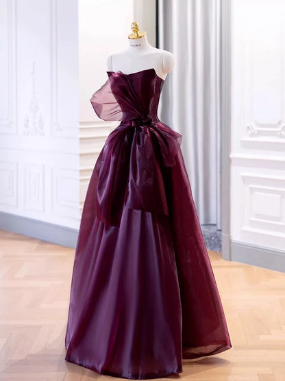 Robe de bal élégante sans bretelles, bordeaux, longueur au sol, idées d'inspiration, robe de remise de diplôme, AU184