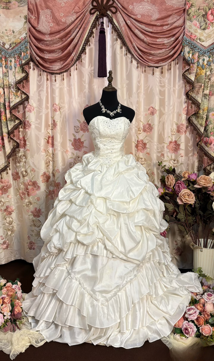 Robe de bal rétro bustier années 70, robe de mariée longue à corset ajusté, modèle AU188