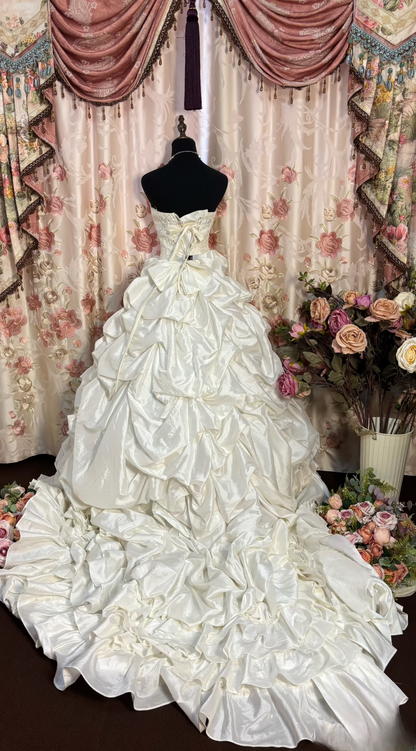 Robe de bal rétro bustier années 70, robe de mariée longue à corset ajusté, modèle AU188