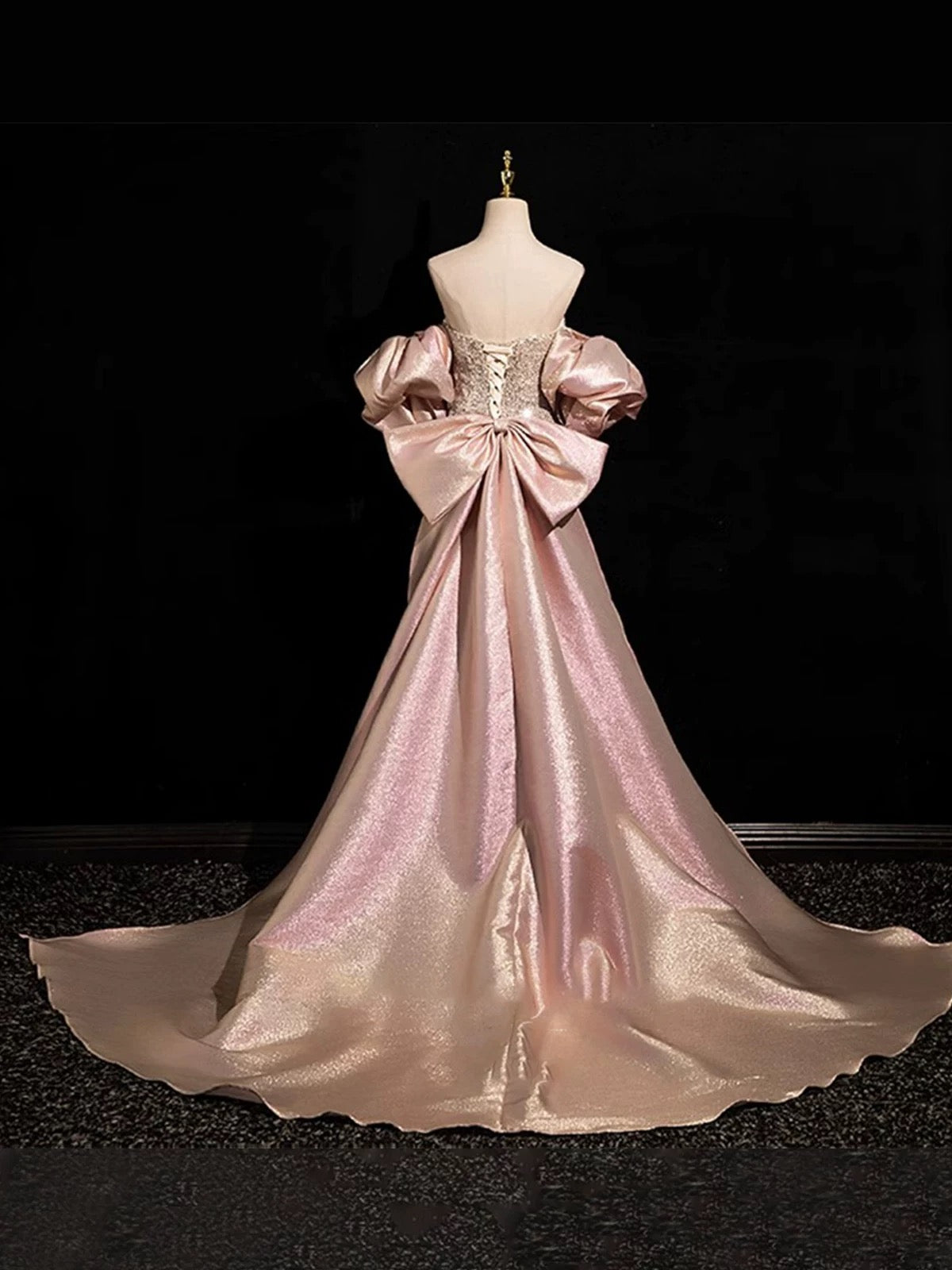 Sexy A-Linie Trägerlose Pailletten Lange Ballkleider Mit Ärmeln Partykleid Geburtstags-Outfits Abschlusskleid AU191