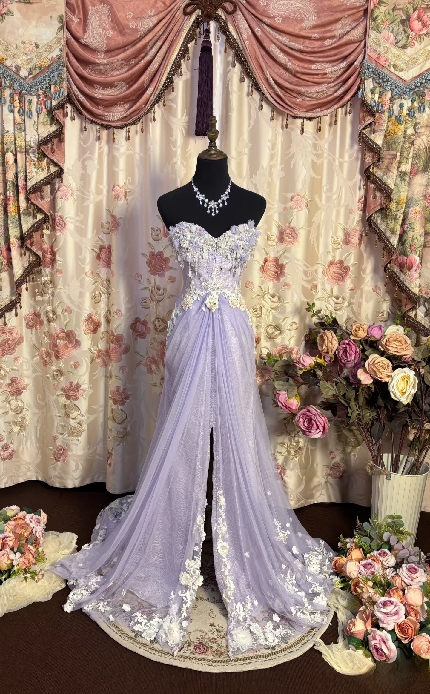 Vintage Prom Dresses 1950s Retro Classy Prom Dresses Inspo Lilac Slit Long Prom Gowns AU191