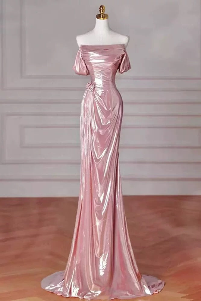 Sexy Mermaid Off The Shoulder Pink Sequin Prom Dress Inspiration Long Party Formal Prom Dresses AU193