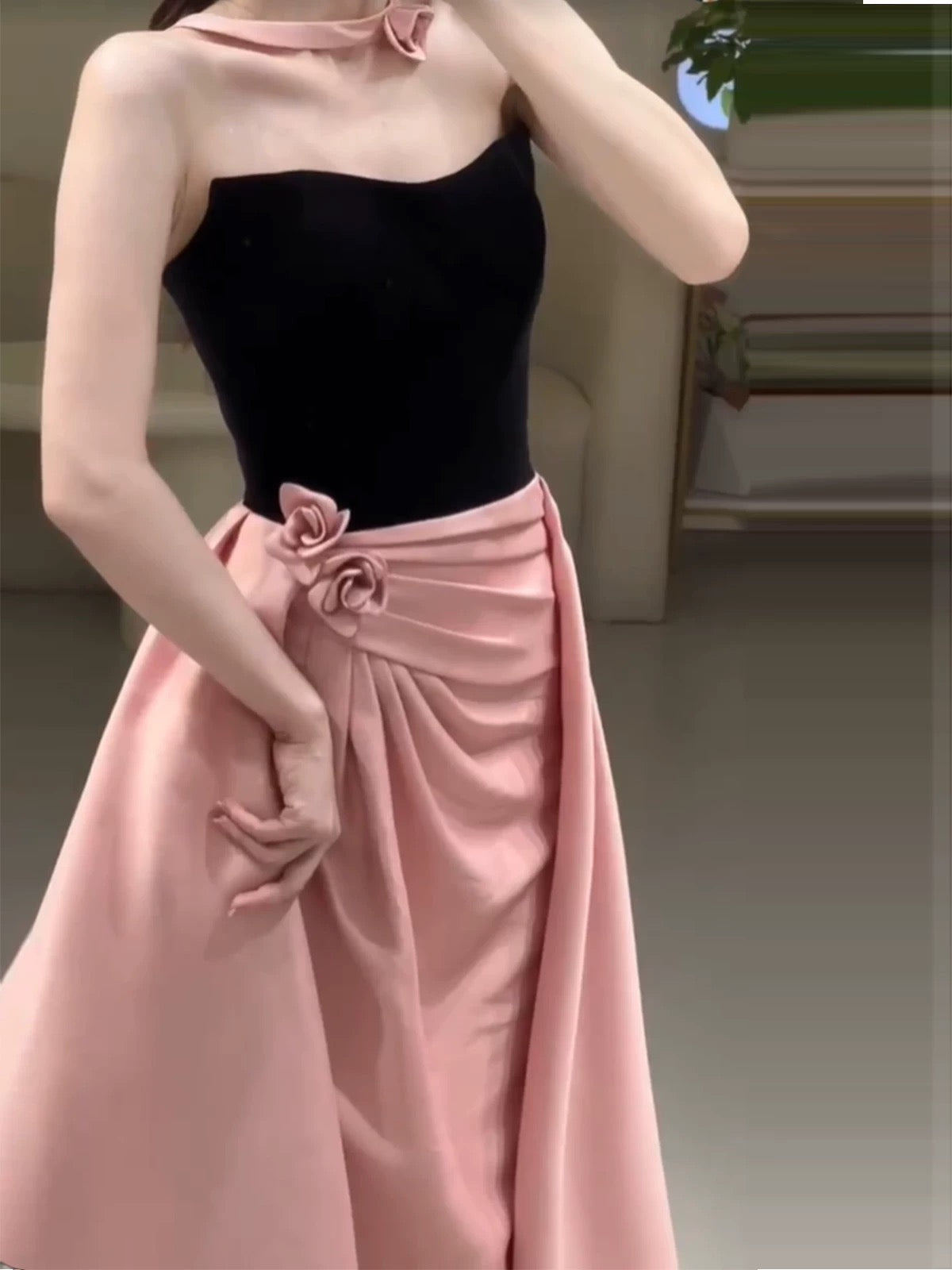 Sexy Meerjungfrau Sweetheart Rosa Satin Ärmelloses Abendkleid Inspiration Lange Party Formale Abendkleider AU195
