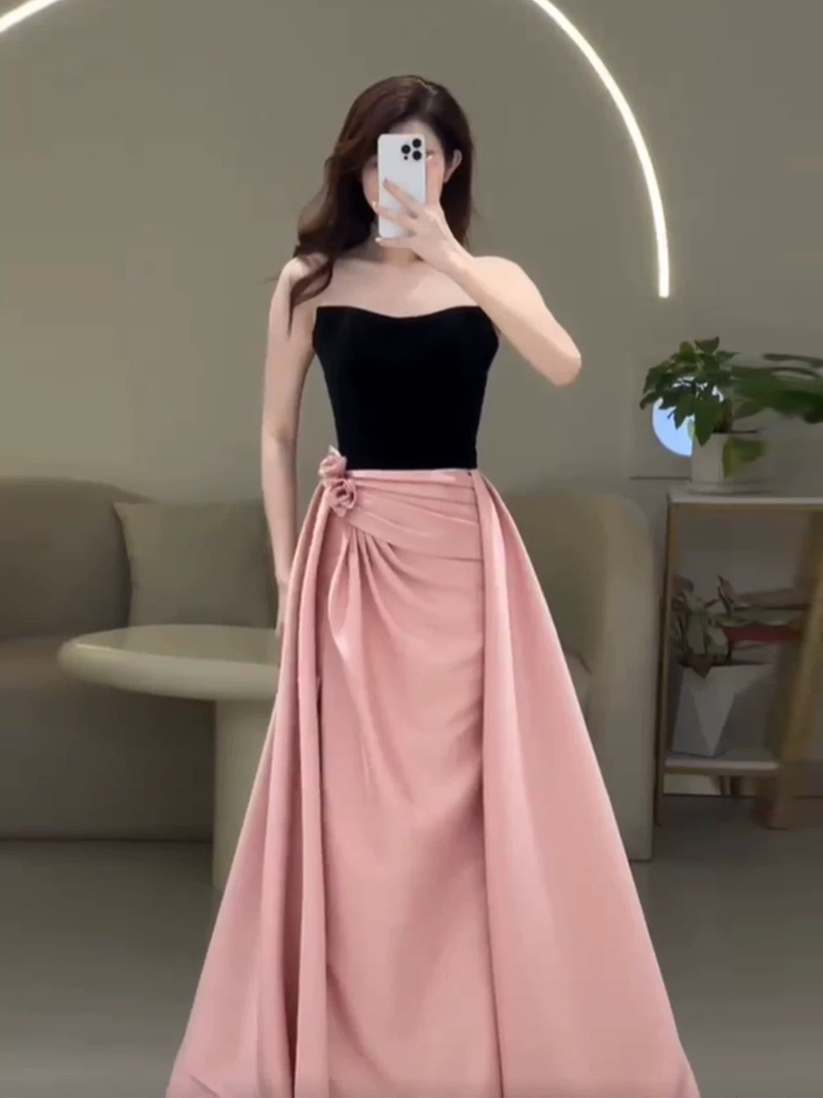 Sexy Meerjungfrau Sweetheart Rosa Satin Ärmelloses Abendkleid Inspiration Lange Party Formale Abendkleider AU195